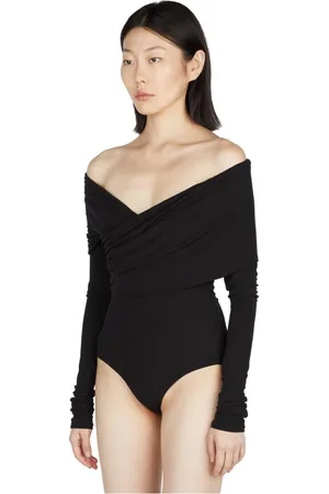Paris Georgia Top, Dame, Sort, XS, Uld, Rynket V-hals Bodysuit