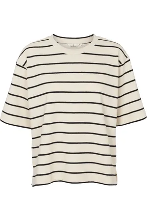 Basicapparel Top, Dame, Flerfarvet, M, Bomuld, Anneli Oversized Tee - Birch / Black