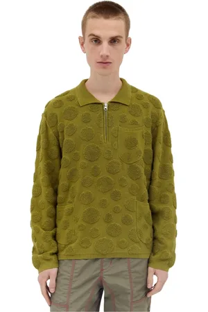 Brain Dead Strik, Herre, Grøn, L, Bomuld, Polka Dot Half-Zip Sweater