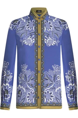 Etro Bluser & Skjorter, Dame, Blå, XS, Blå Blomstret Silkeskjorte