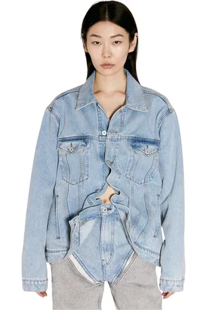 Y / PROJECT Jakke, Dame, Blå, S, Denim, Wire Denim Jacket