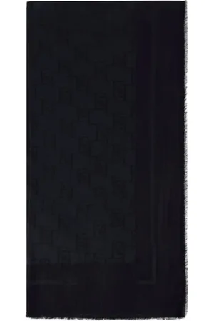 Elisabetta Franchi Tilbehør, Dame, Sort, ONE SIZE, Jacquard Logo Pashmina Tørklæde