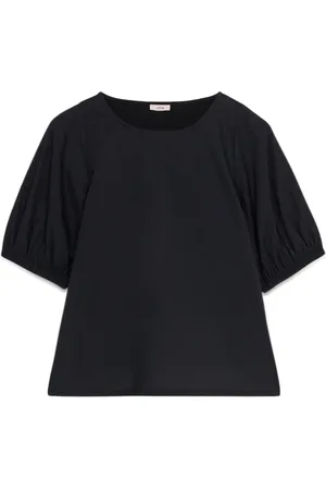 Oltre Bluser & Skjorter, Dame, Sort, S, Bomuld, T-shirt med Puff-ærmer