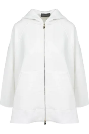 LORENA ANTONIAZZI Sweathshirts & Hoodies, Dame, Hvid, S, Strikket Hættejakke med Lynlås