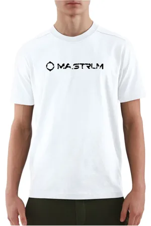 MA.STRUM Top, Herre, Hvid, M, Bomuld, Revnet Logo Tee Klassisk Pasform
