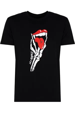 Les Hommes Top, Herre, Sort, XL, Bomuld, Klassisk rund hals T-shirt