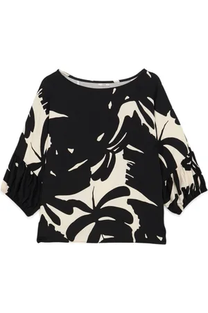 Oltre Bluser & Skjorter, Dame, Sort, S, Uld, Blomstret Viskose T-shirt