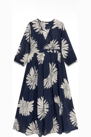 Oltre Kjole, Dame, Flerfarvet, M, Bomuld, Blomstret Wrap Kjole i Bomuldsmuslin
