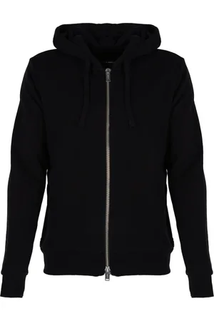 Les Hommes Sweathshirts & Hoodies, Herre, Sort, 2XL, Bomuld, Minimalistisk Hættetrøje med Lynlås
