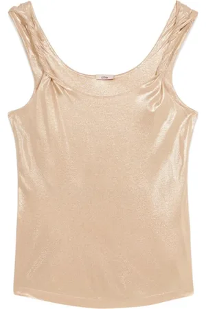 Oltre Top, Dame, Gul, M, Lamineret Jersey Top med Torchon Stropper