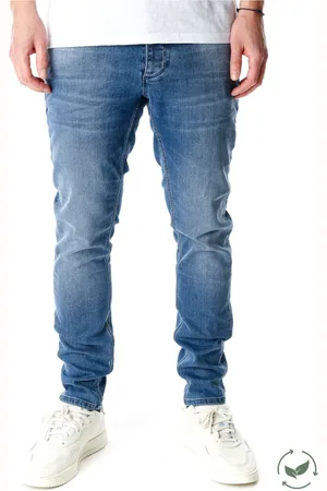 Gabba Jeans, Herre, Blå, W33 L32, Slim Fit Mid Waist Jeans med Fade Effekter
