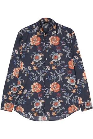 Etro Skjorte, Herre, Flerfarvet, XL, Bomuld, Blomstret bomuldsskjorte