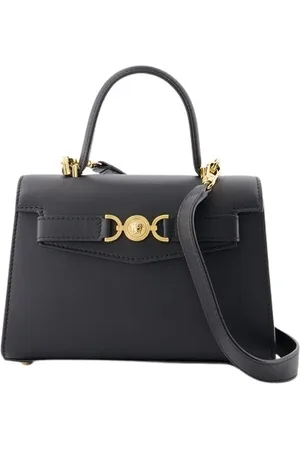 VERSACE Taske, Dame, Sort, ONE SIZE, Læder, Sort Læder Top Håndtaske