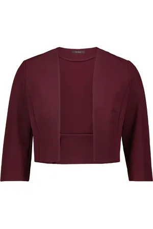 Vera Mont Strik, Dame, Rød, 6XL, Uld, Elegant Bolerojakke med Folder
