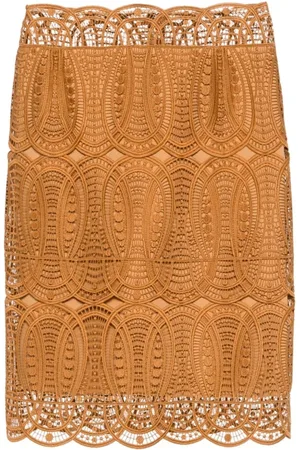 Alberta Ferretti Nederdel, Dame, Brun, 2XS, Satin, Midi Blonde Nederdel Brun Karamel