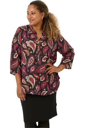 Pont Neuf Bluser & Skjorter, Dame, Flerfarvet, 2XL, Uld, Adella Bluse med ¾ Ærmer
