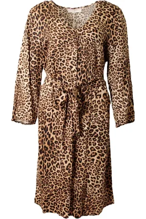 AMELIE & AMELIE Kjole, Dame, Flerfarvet, 4XL, Leopard Print Kjole