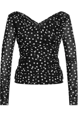 Dolce & Gabbana Bluser & Skjorter, Dame, Sort, M, Nylon, Polkaprikket mønster top