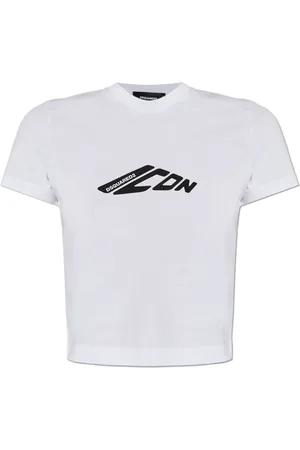 Dsquared2 Top, Dame, Hvid, S, Bomuld, Kort T-shirt med Logo