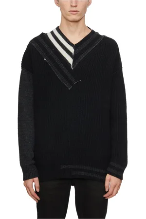 ISABEL BENENATO Strik, Herre, Sort, L, Uld, Alpaca V-hals sweater