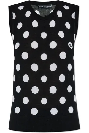 Dolce & Gabbana Top, Dame, Sort, XS, Uld, Polkaprikket mønster vest