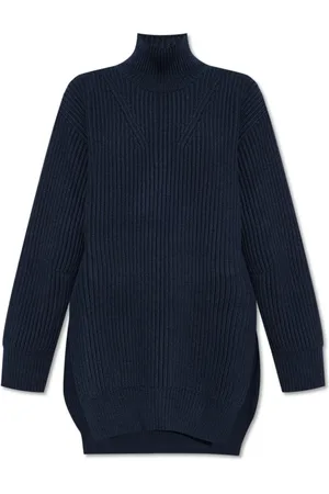 Jil Sander Strik, Dame, Blå, 2XS, Uld, Uld Turtleneck