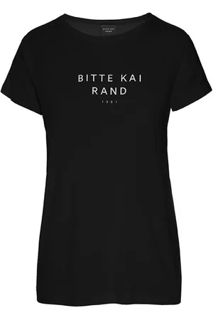 Bitte Kai Rand Top, Dame, Sort, L, Bomuld, Sort Logo T-Shirt Top