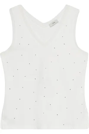 Oltre Top, Dame, Hvid, M, Bomuld, Krystalregn V-hals Top