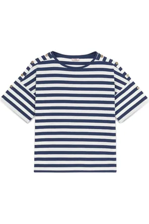 Oltre Top, Dame, Flerfarvet, S, Bomuld, Stribet bomuldsblandet T-shirt
