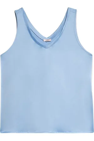 Oltre Top, Dame, Blå, L, Satin, Top i bi-materialer med satin og jersey