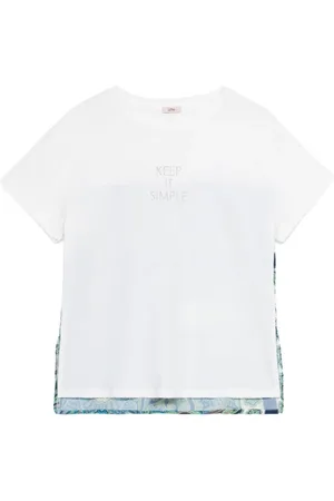 Oltre Top, Dame, Hvid, L, Satin, Satin T-shirt med bogstavapplikation