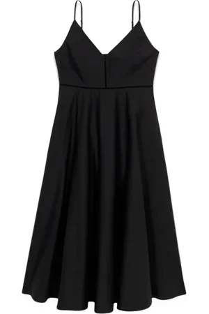 Oltre Kjole, Dame, Sort, XL, Bomuld, Langt Poplin Sommerkjole med Ajour Detalje