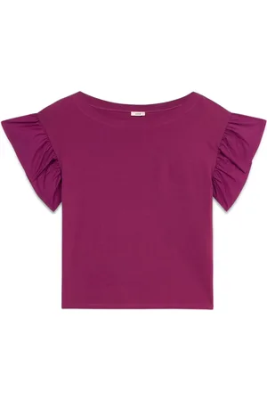 Oltre Bluser & Skjorter, Dame, Lilla, L, Bomuld, T-shirt med korte vingerærmer