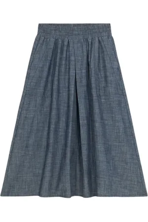 Oltre Nederdel, Dame, Blå, M, Denim, Denim-Effekt Linned Midi Nederdel