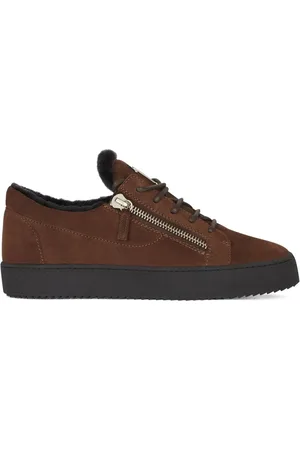 Giuseppe Zanotti Sko, Herre, Brun, 46 EU, Uld, Brun Elegante Lukkede Flade Sneakers