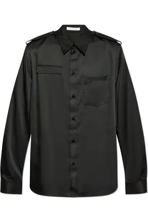 Helmut Lang Skjorte, Herre, Sort, L, Uld, Skjorte med en lomme