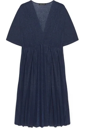 Fiorella rubino Kjole, Dame, Blå, M, Polyester, Lurex Jersey Plisseret Kjole