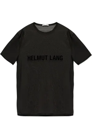 Helmut Lang Top, Herre, Sort, S, Polyester, Gennemsigtig T-shirt med Logo