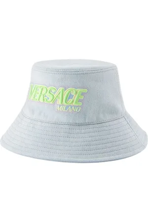 VERSACE Tilbehør, Herre, Blå, 59 CM, Denim, Broderet Logo Bucket Hat - Denim