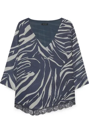 Fiorella rubino Bluser & Skjorter, Dame, Flerfarvet, 2XL, Polyester, Bluse med blomsterprint og blondekant
