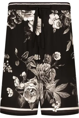 Dolce & Gabbana Shorts, Herre, Flerfarvet, L, Blomstret Silke Shorts