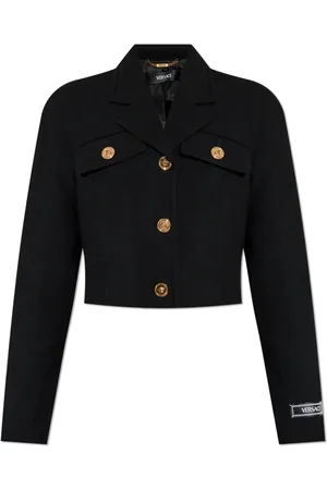 VERSACE Jakke, Dame, Sort, S, Uld, Kort uldjakke