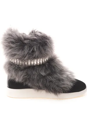 Giuseppe Zanotti Sko, Dame, Sort, 36 1/2 EU, Uld, Sort Pels og Krystal Sneaker