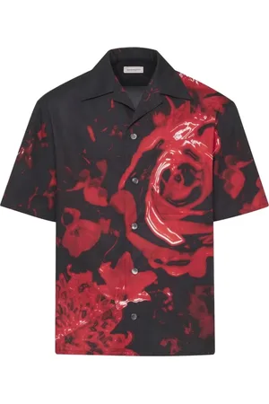 Alexander McQueen Skjorte, Herre, Flerfarvet, M, Uld, Drop Shoulder Wax Floral Shirt