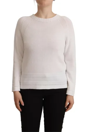 ALPHA STUDIO Strik, Dame, Hvid, XS, Bomuld, Round-neck Knitwear