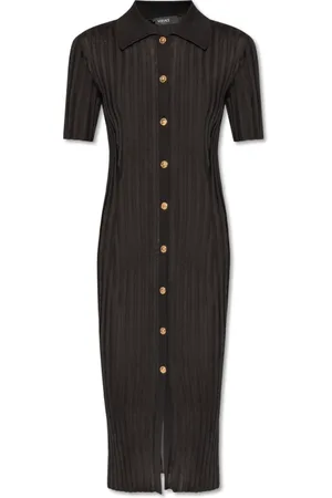 VERSACE Kjole, Dame, Sort, XS, Uld, Stribet kjole