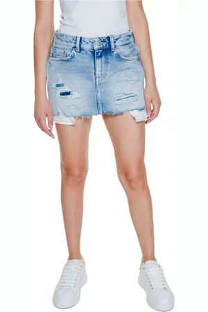 Tommy Hilfiger Nederdel, Dame, Blå, W27, Bomuld, Blå Bomuld Nederdel med Lynlås Lukning