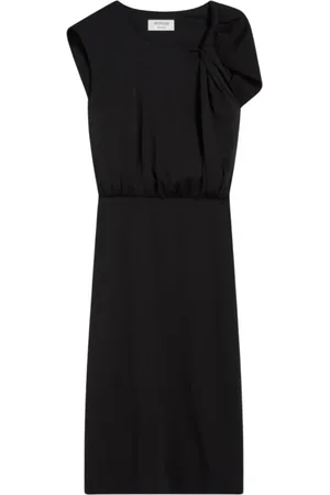 Sportmax Kjole, Dame, Sort, M, Uld, Asymmetrisk Silkekjole