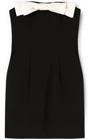 Motivi Kjole, Dame, Sort, S, Uld, Kort Crepe Bustier Kjole med Maxi Sløjfe