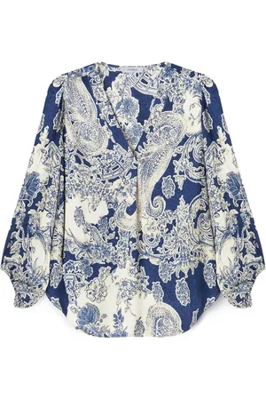 Motivi Bluser & Skjorter, Dame, Flerfarvet, S, Uld, V-hals Jacquard Bluse